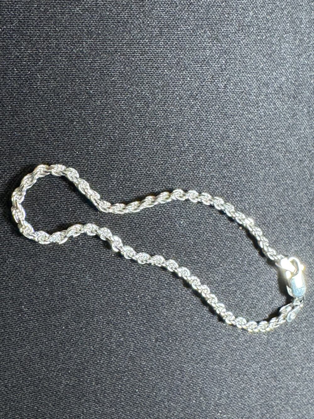 7.75 Italy 925 Sterling Silver Rope Chain Bracelet